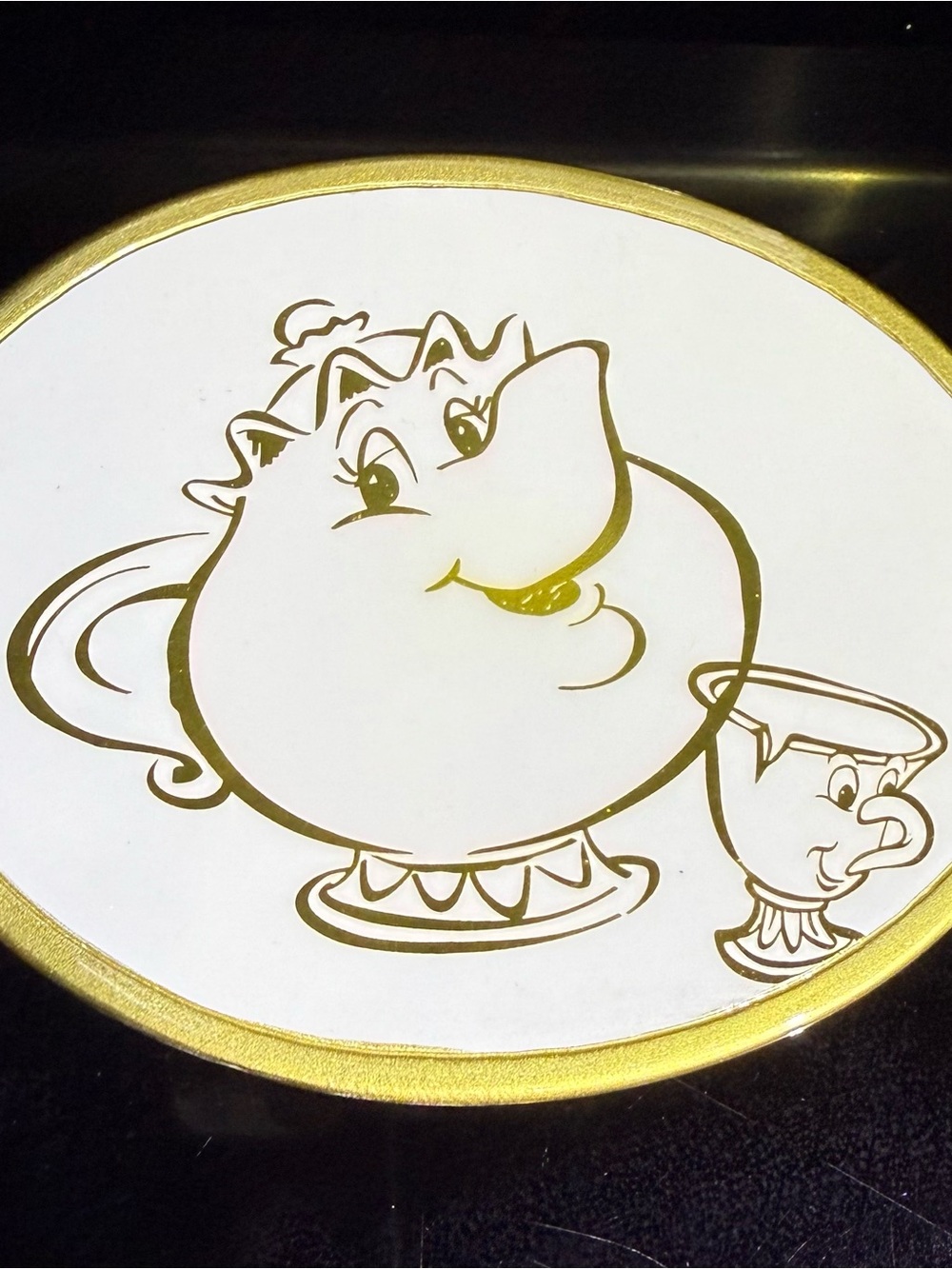 Disney White and Gold Chip & Mrs. Potts Decorative soap dish